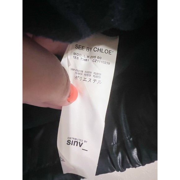 SEE BY CHLOÉ Navy Sleeveless Down Jacket Puff Vest Elastic Waist Size 8 - Picture 12 of 12